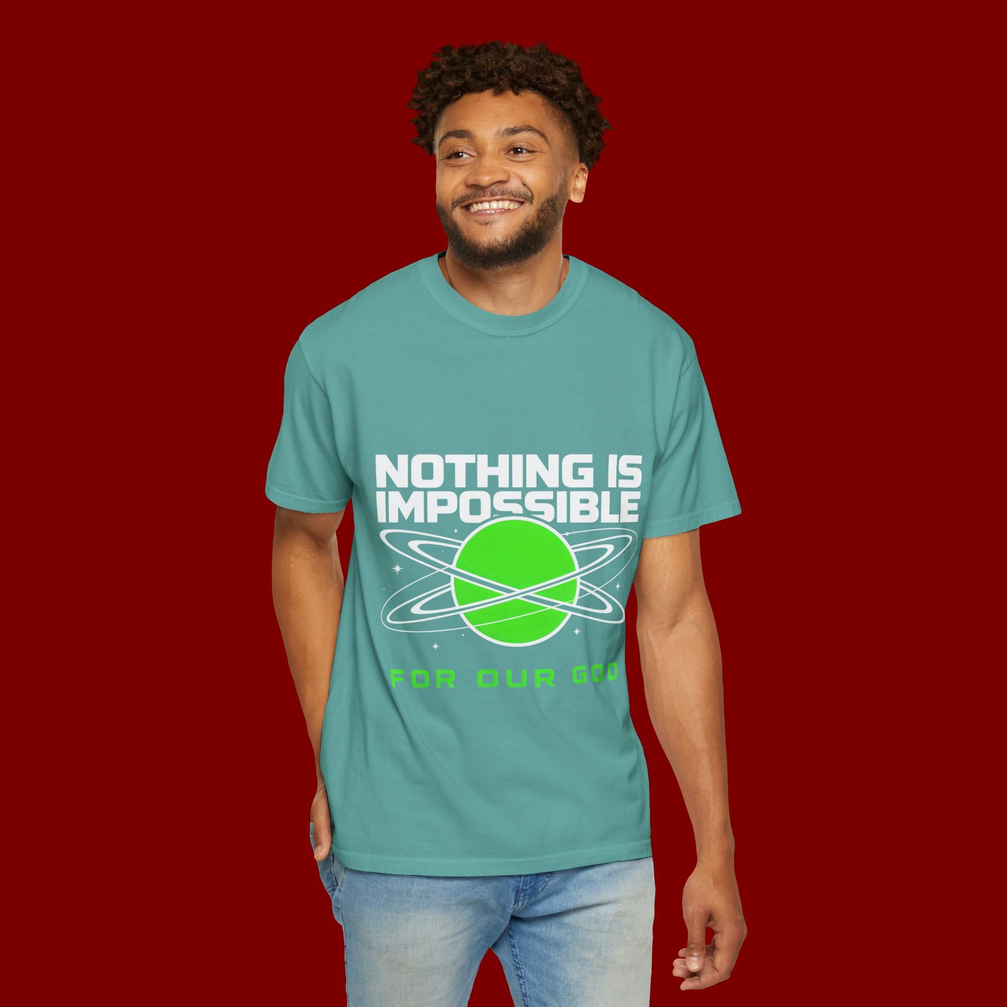 Nothing Is Impossible Christian T-Shirt — 'For Our God' Space Graphic