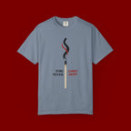 Matchstick Graphic Tee — "Time Never" Minimalist Smoky Design