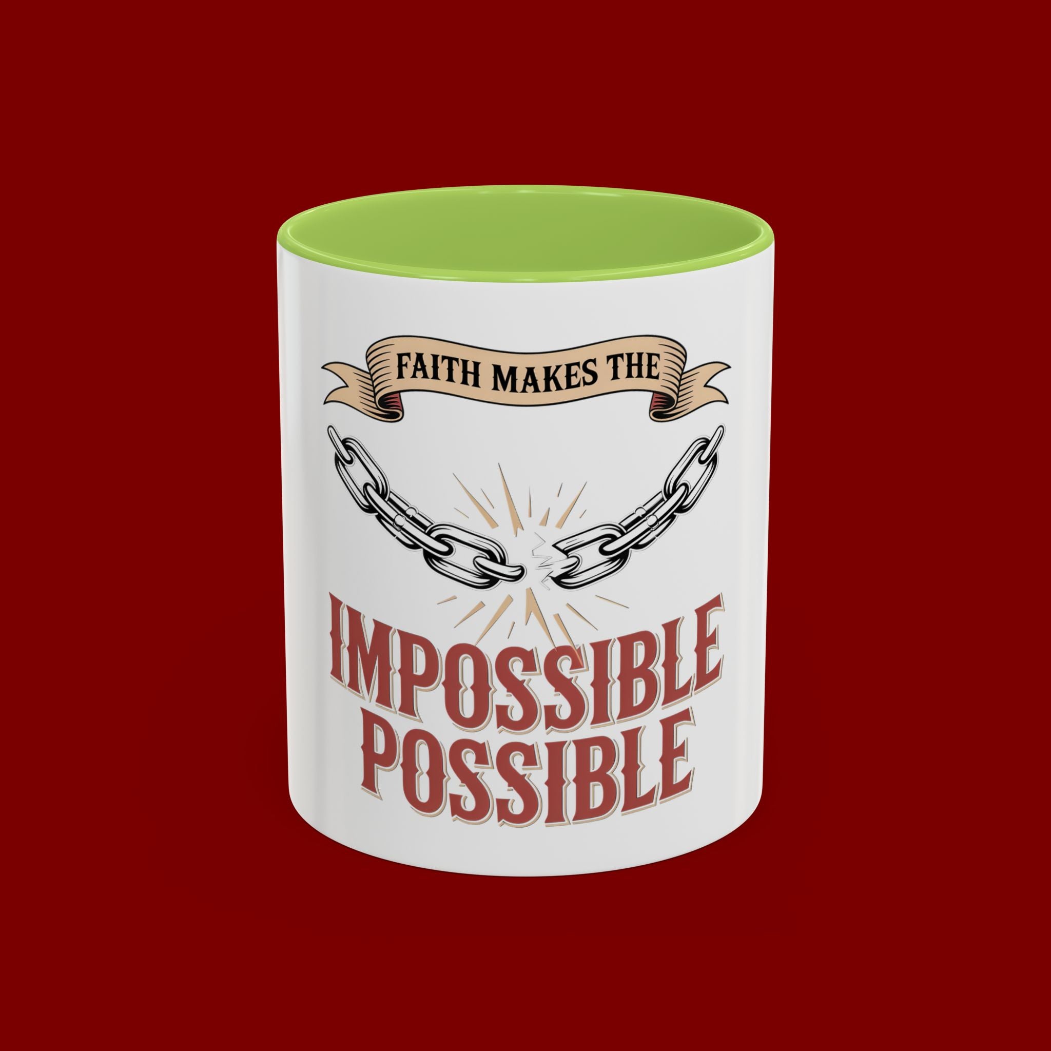 Accent Coffee Mug — "Faith Makes the Impossible Possible" Inspirational Ceramic Mug
