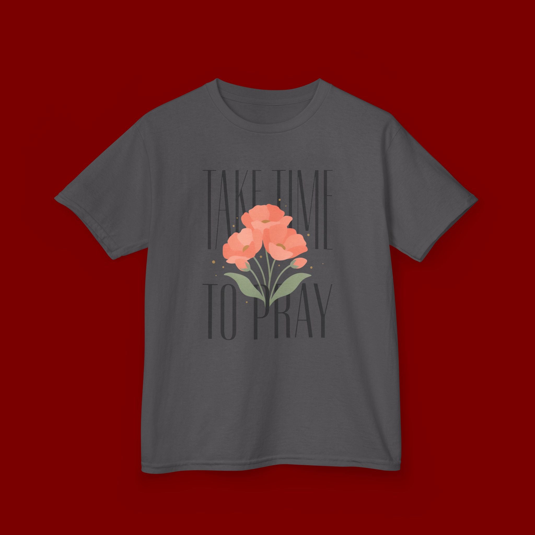 Kids Tee — "Take Time to Pray" Floral Christian Shirt