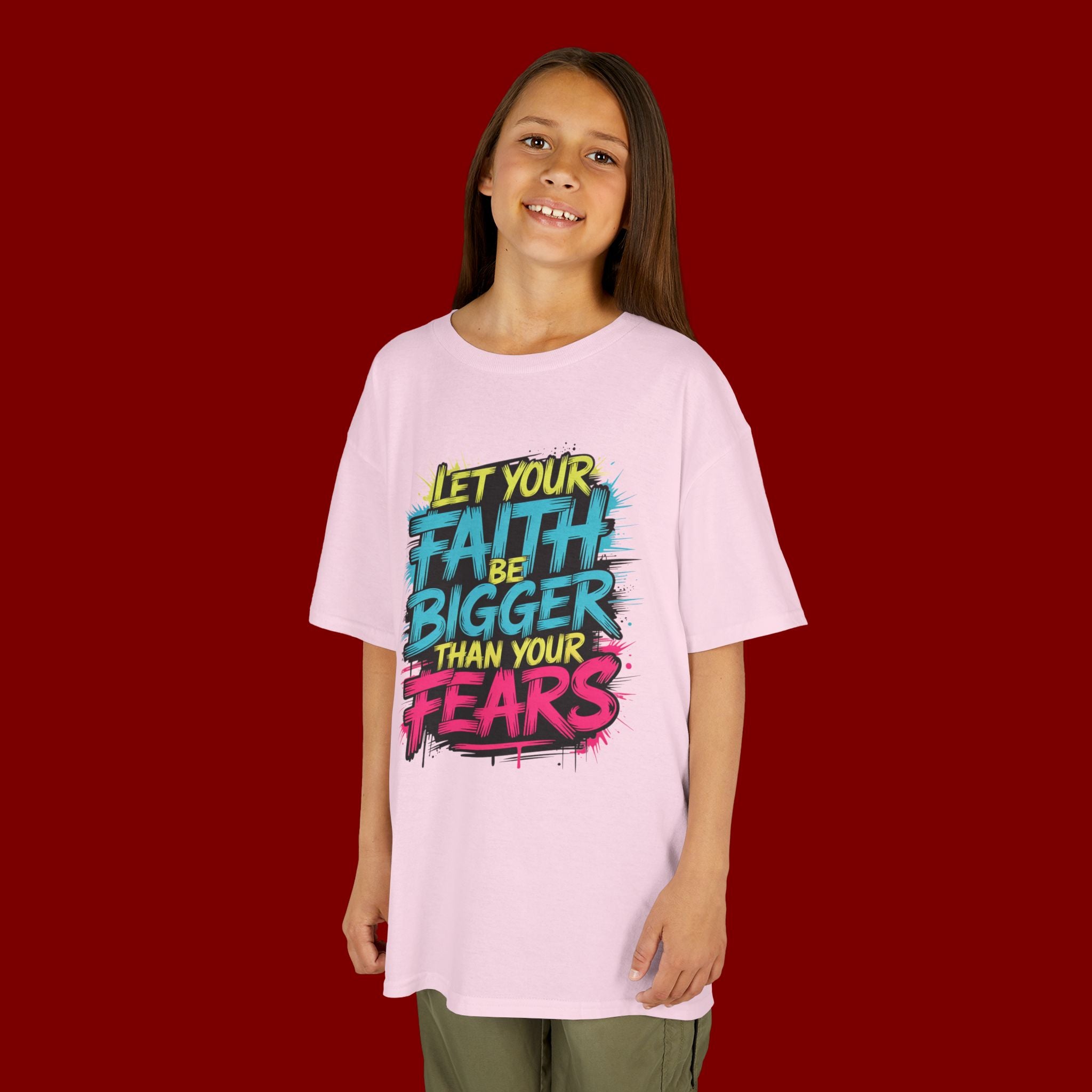 Kids Tee — "Let Your Faith Be Bigger Than Your Fears" Inspirational Graphic