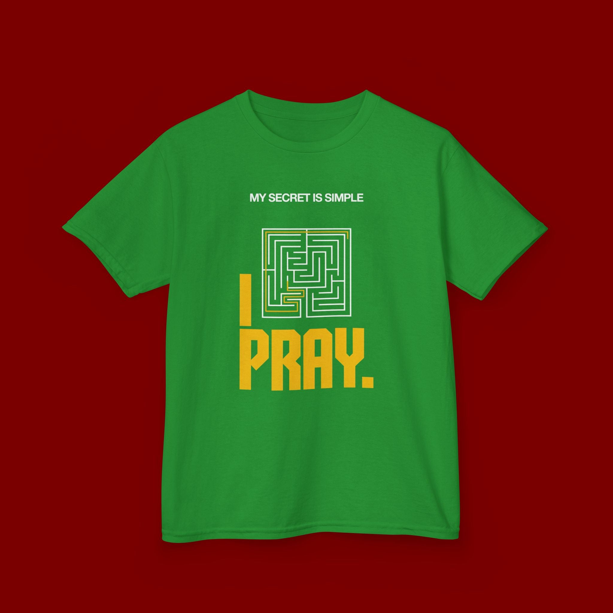Kids Tee — "My Secret Is Simple: I Pray." Maze Faith T‑Shirt