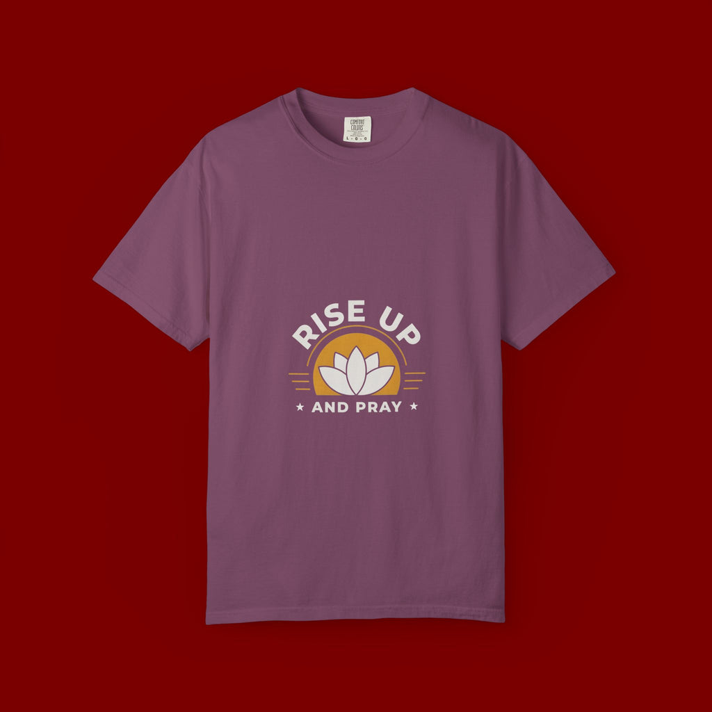 Rise Up and Pray T-Shirt — Spiritual Faith Graphic Tee with Lotus