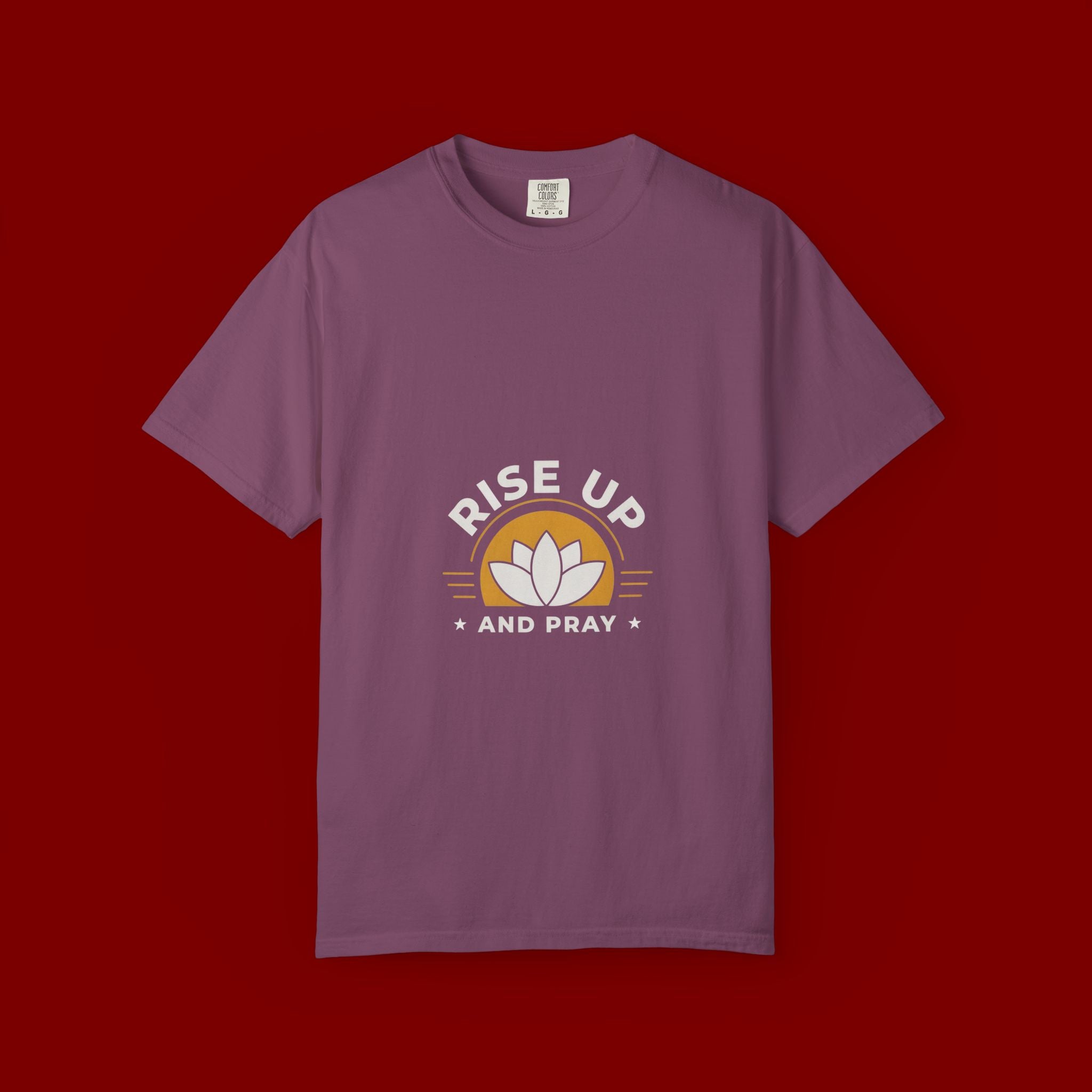 Rise Up and Pray T-Shirt — Spiritual Faith Graphic Tee with Lotus