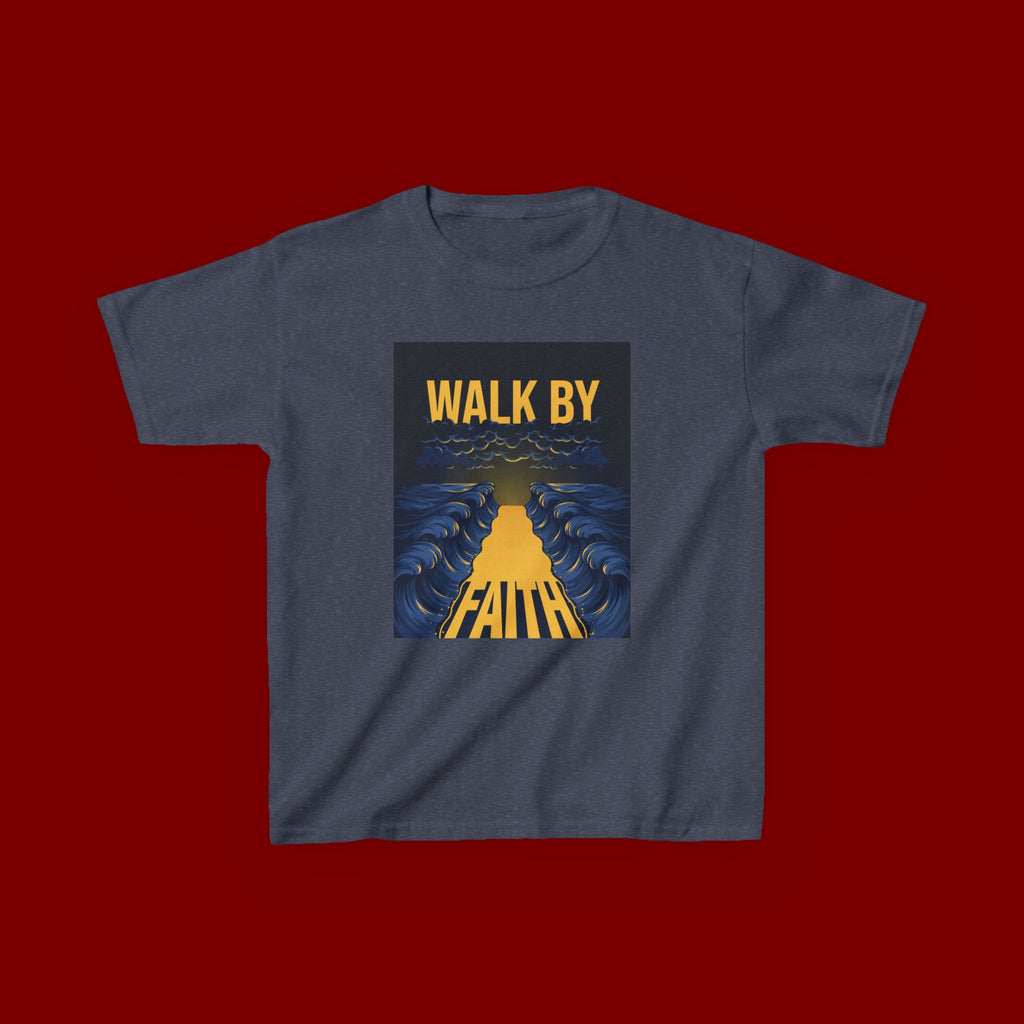 Kids T‑Shirt — "Walk By Faith" Inspirational Graphic Tee for Children