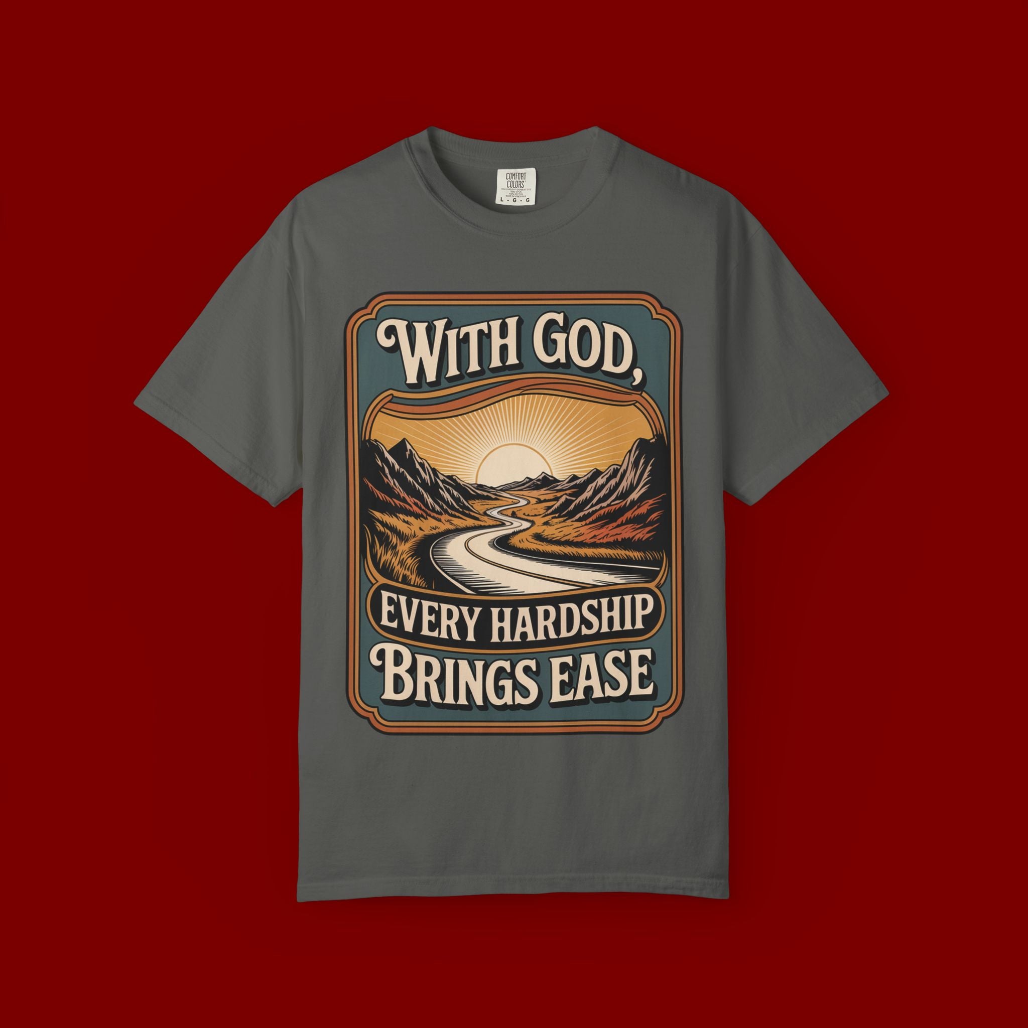 Inspirational Graphic T-Shirt — "With God, Every Hardship Brings Ease"