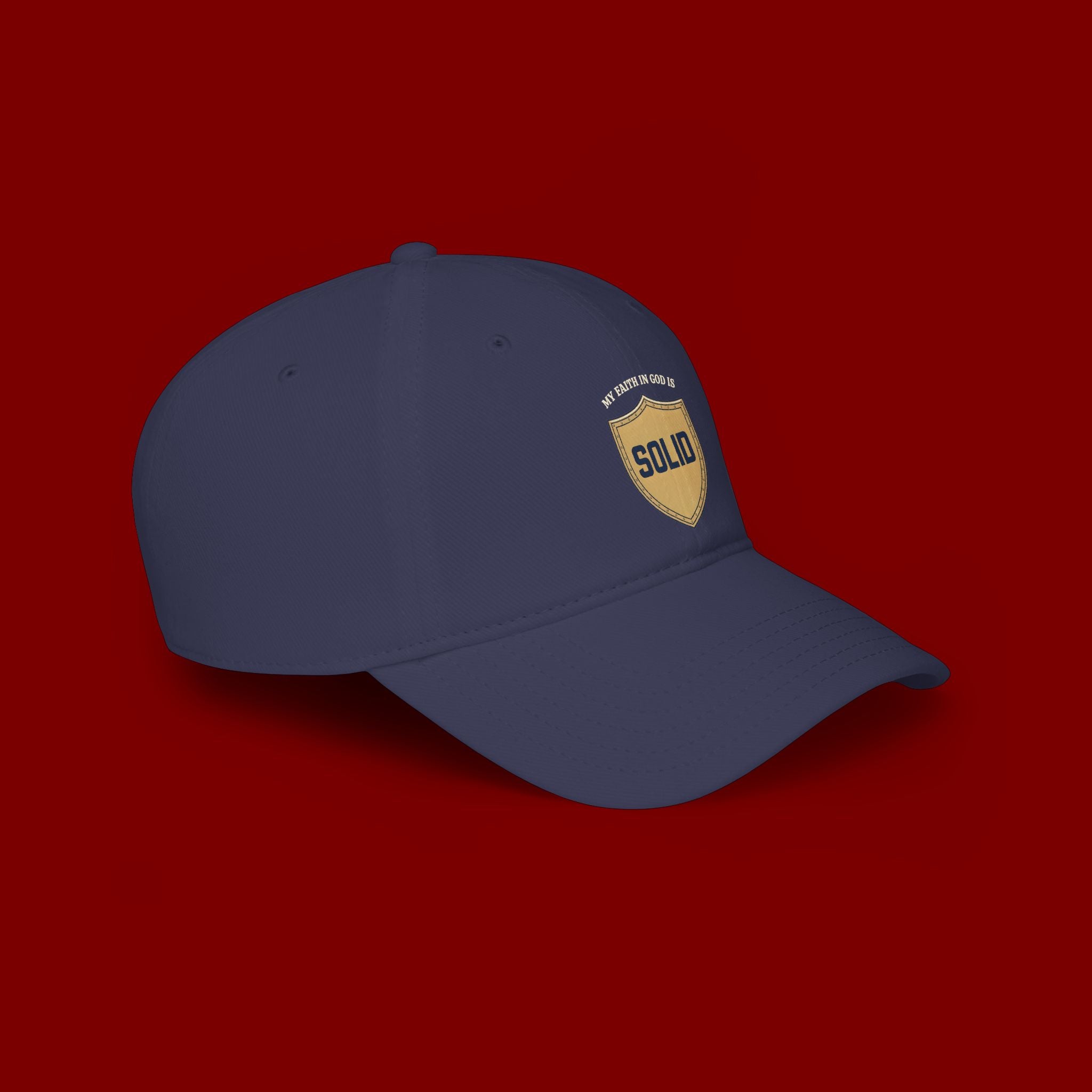 Solid Shield Baseball Cap — 'Stay Solid' Embroidered Low Profile Hat
