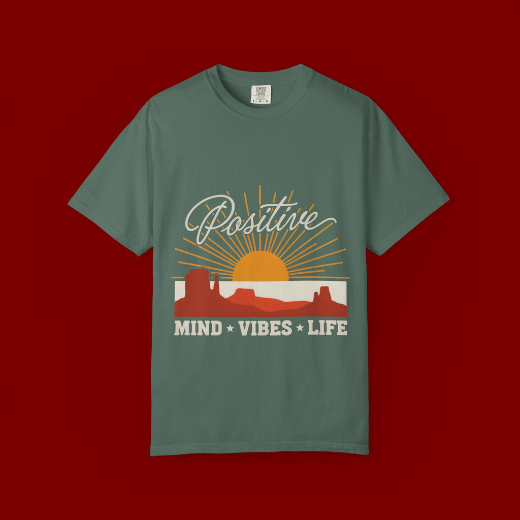 Positive Sunset T-Shirt — "Positive" Mind • Vibes • Life Motivational Tee