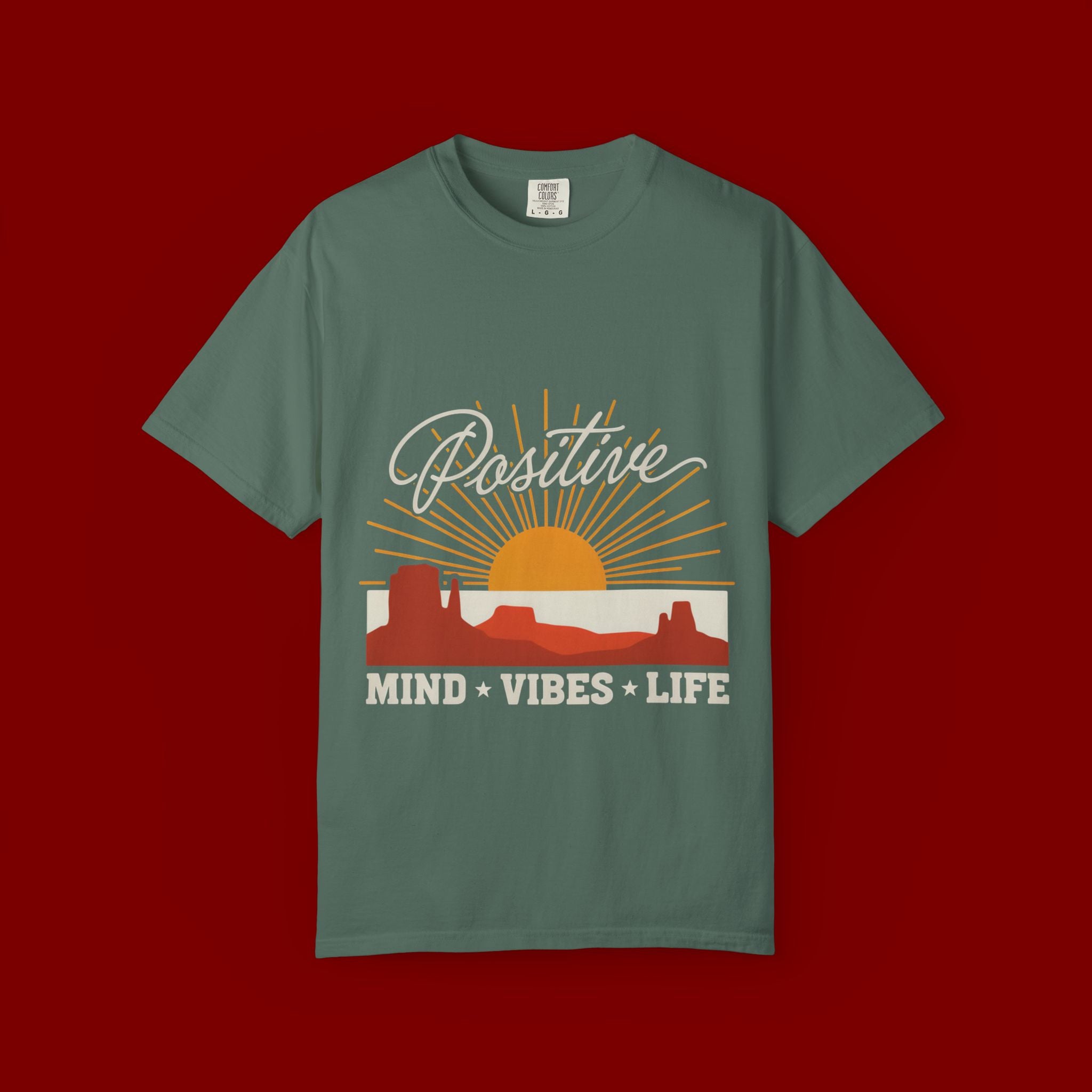 Positive Sunset T-Shirt — "Positive" Mind • Vibes • Life Motivational Tee