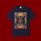 T-Shirt — Retro Sunset Floral Graphic “Play On It, Pray Over It, Pray Through It”