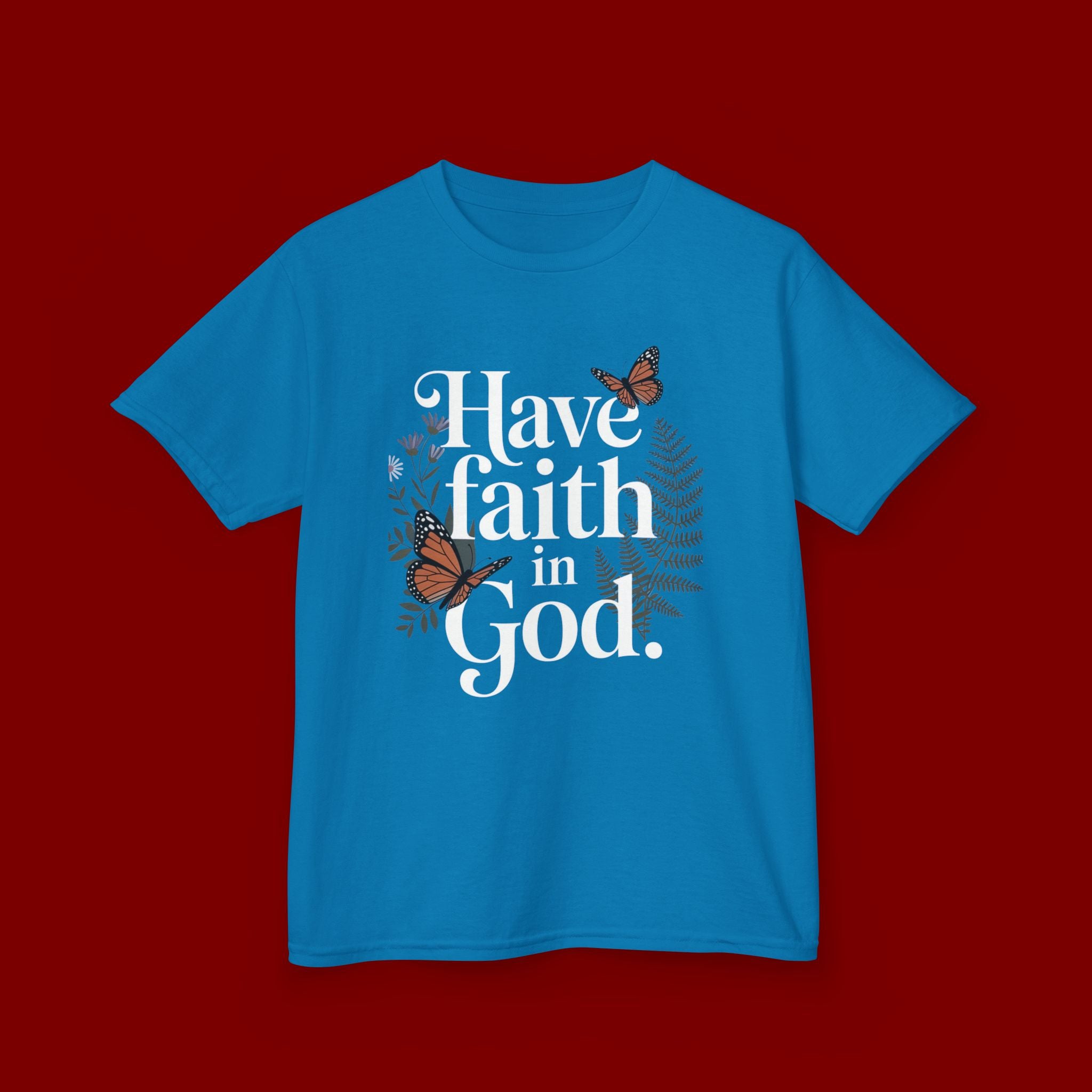 Kids Tee — "Have Faith in God" Floral Christian Youth T‑Shirt