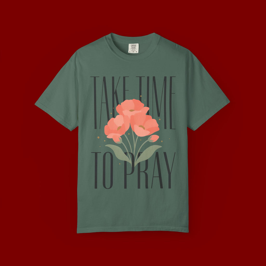 T-Shirt — "Take Time to Pray" Floral Christian Tee