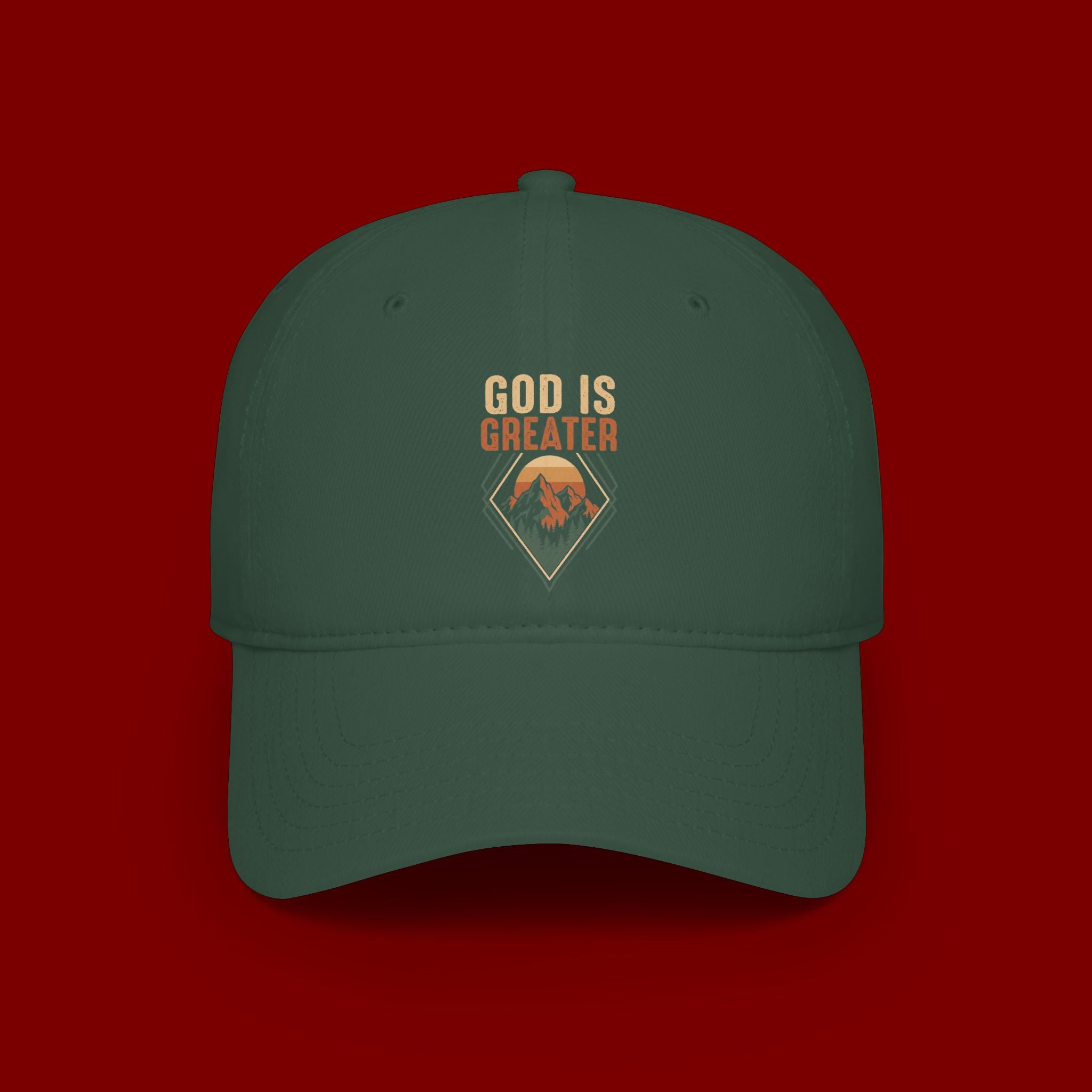 God Is Greater Embroidered Baseball Cap — Faith Inspirational Hat