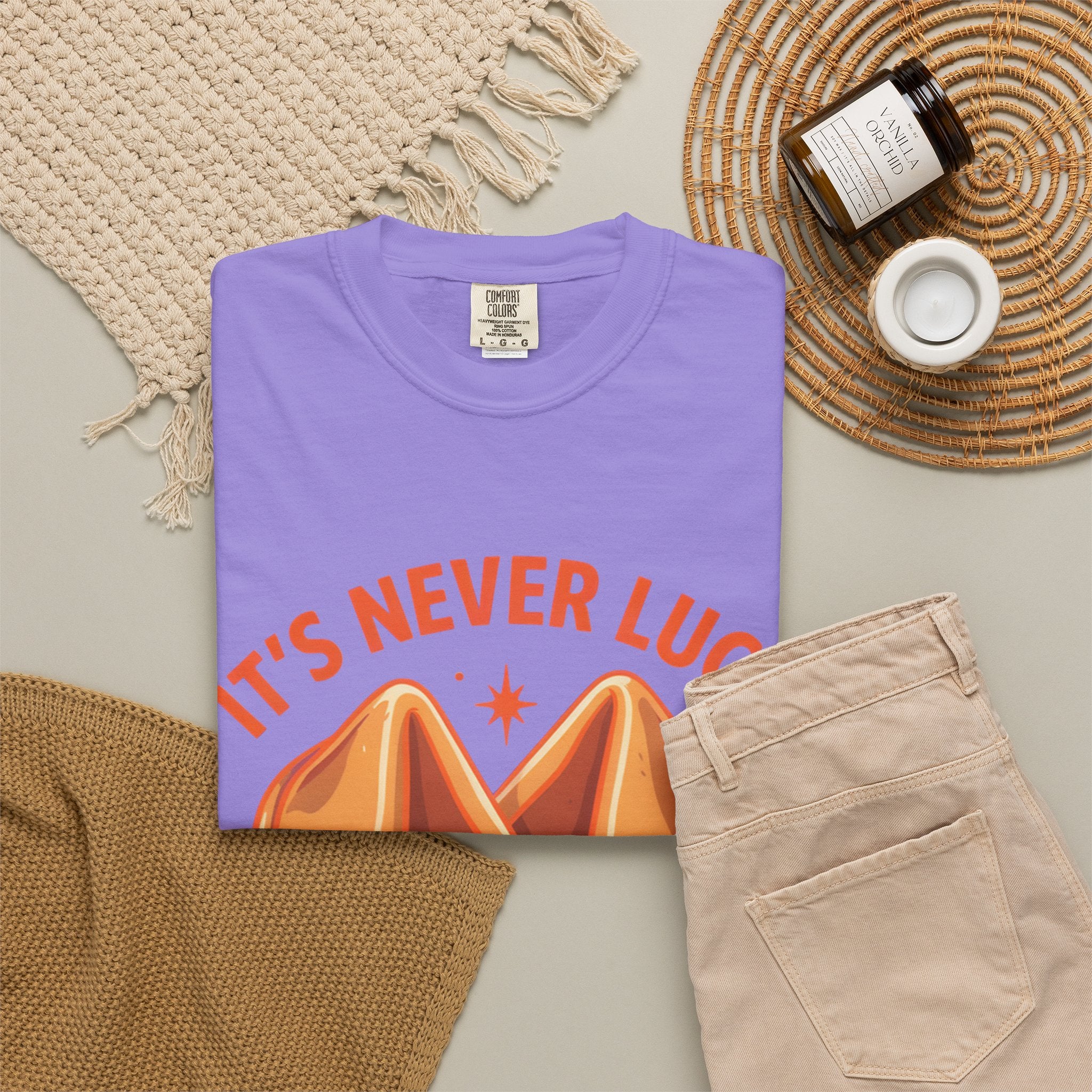 Christian Graphic T-Shirt — “It’s Never Luck, It’s Always God” Fortune Cookie Design