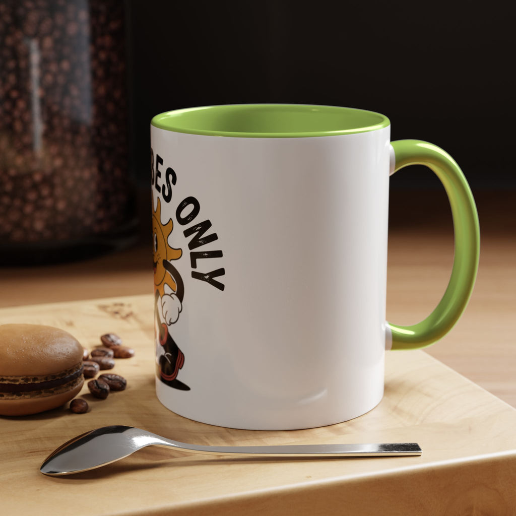 Good Vibes Only Coffee Mug - Retro Sun Cartoon Accent Mug (11/15oz)