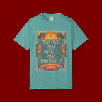 T-Shirt — Retro Sunset Floral Graphic “Play On It, Pray Over It, Pray Through It”