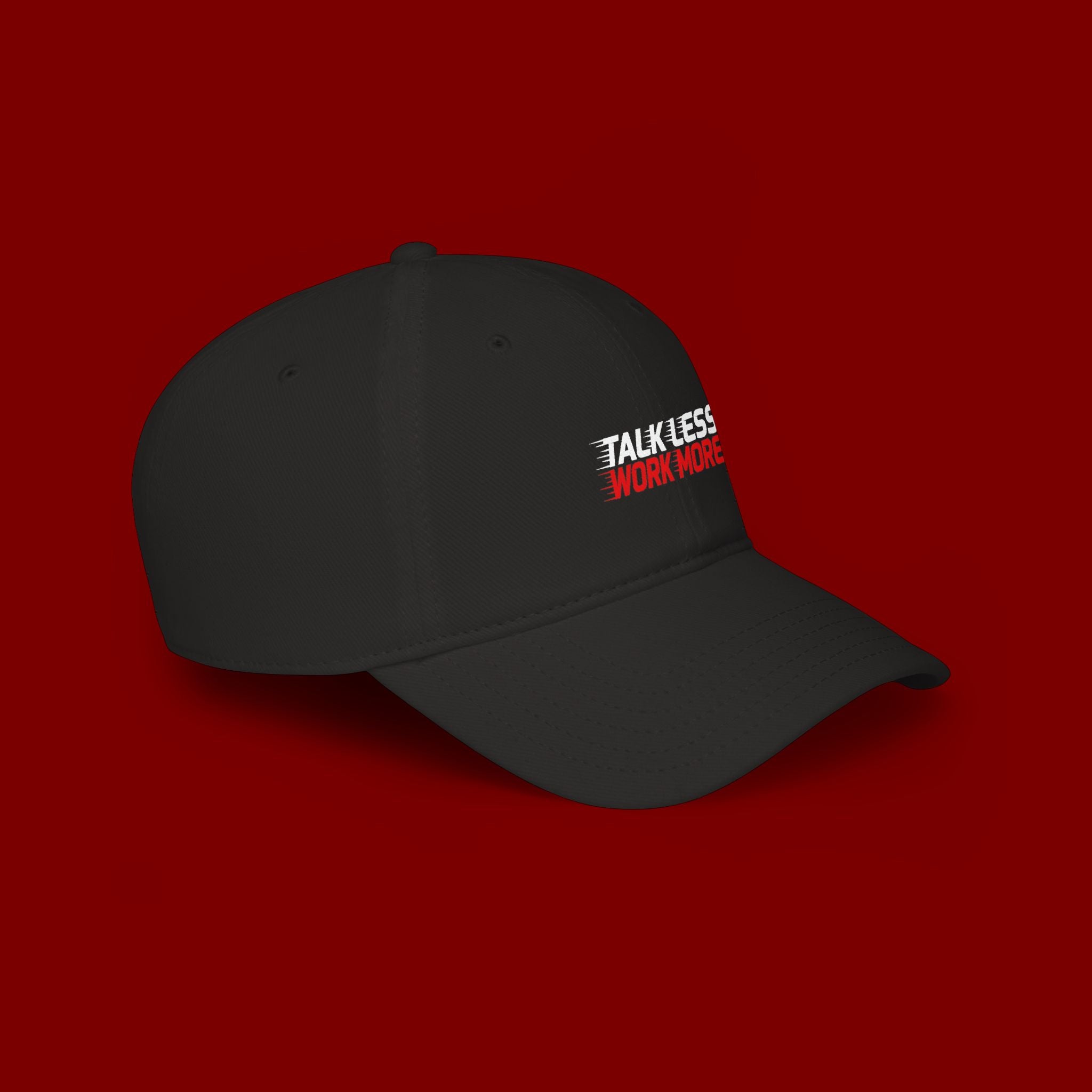 Talk Less Work More Red Low-Profile Baseball Cap