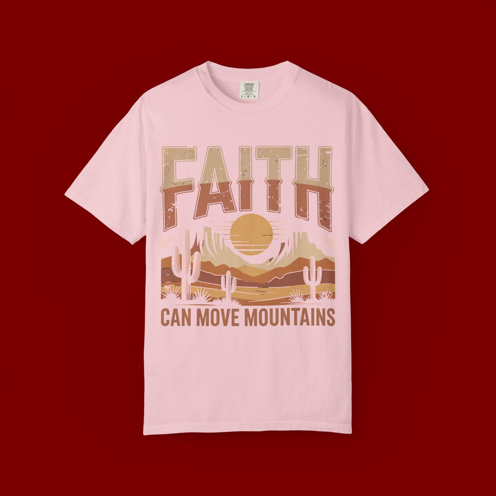 Faith Can Move Mountains T-Shirt — Retro Desert Inspirational Tee