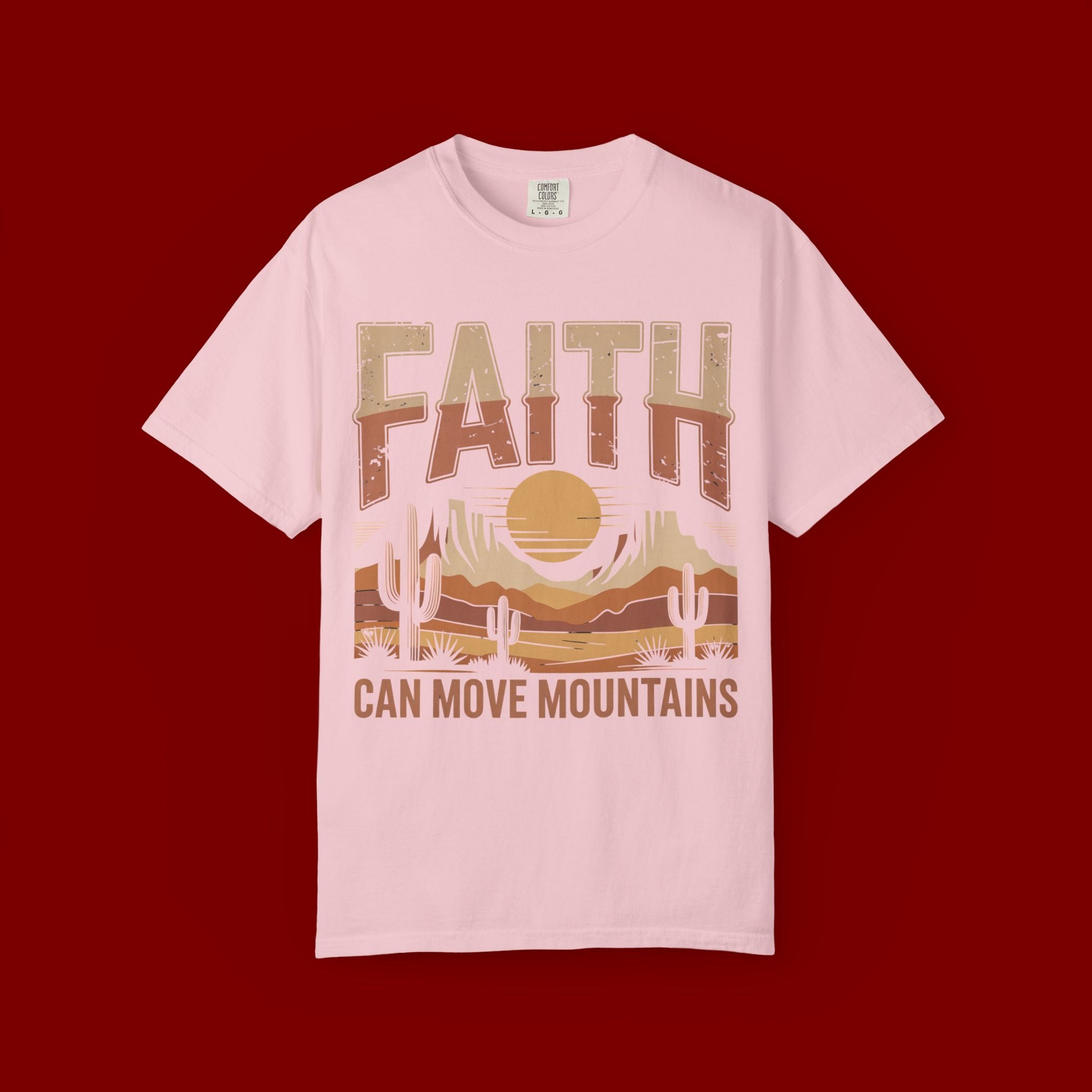 Faith Can Move Mountains T-Shirt — Retro Desert Inspirational Tee