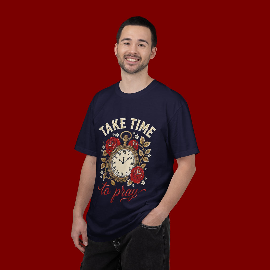 Take Time to Pray T‑Shirt — Vintage Pocket Watch & Roses Spiritual Tee