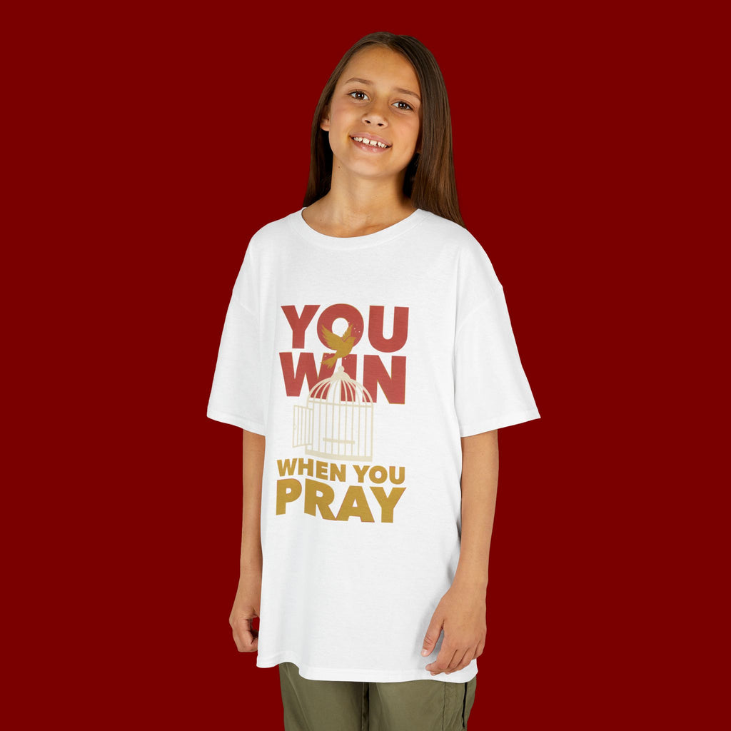 Kids Tee — "You Win When You Pray" Inspirational Christian Shirt