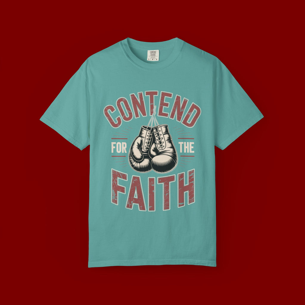 Contend for the Faith T-Shirt — Vintage Boxing Gloves Christian Tee