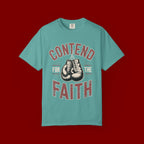 Contend for the Faith T-Shirt — Vintage Boxing Gloves Christian Tee