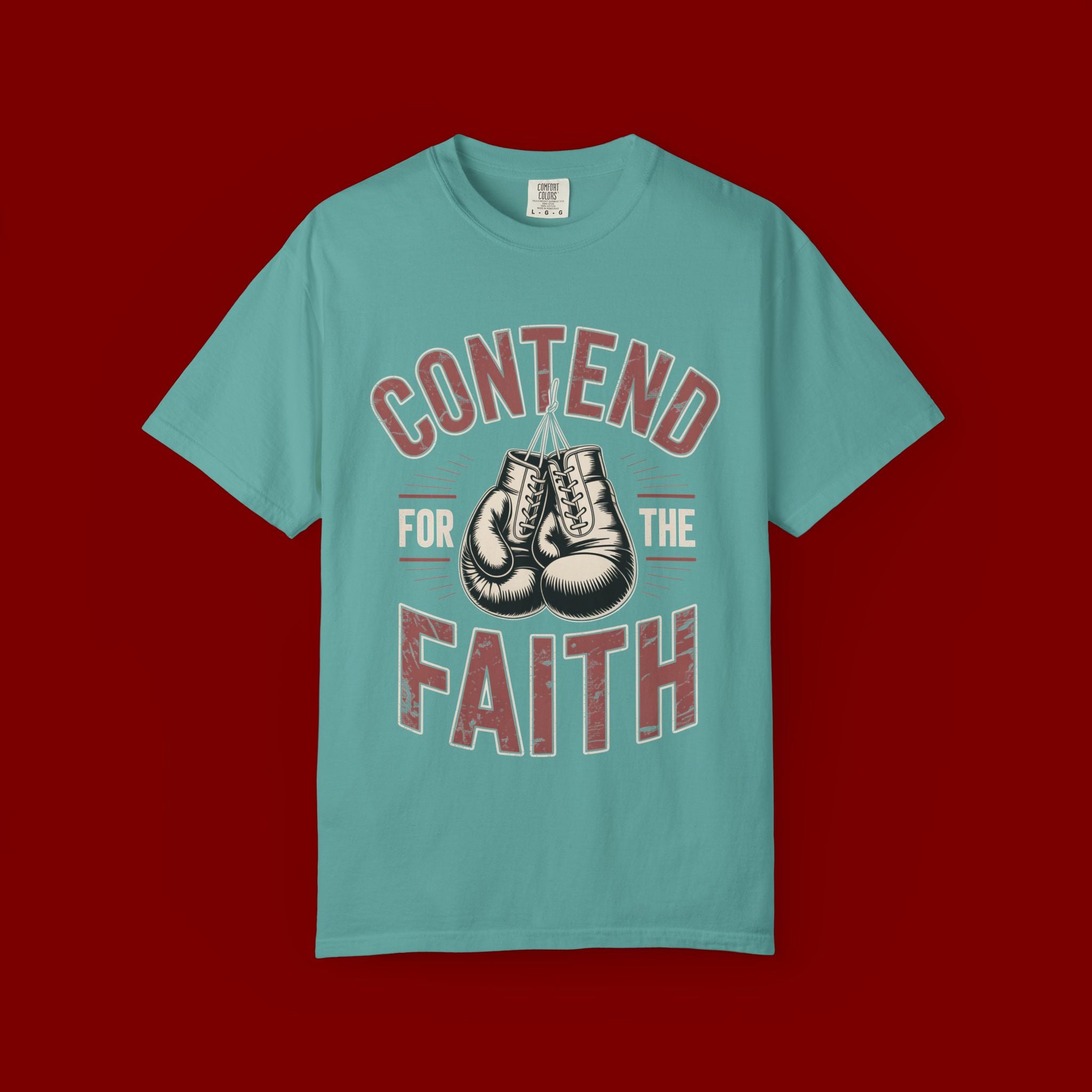 Contend for the Faith T-Shirt — Vintage Boxing Gloves Christian Tee