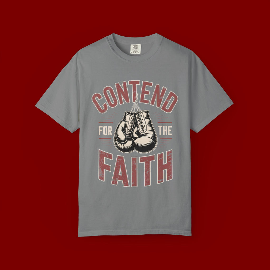 Contend for the Faith T-Shirt — Vintage Boxing Gloves Christian Tee