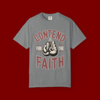 Contend for the Faith T-Shirt — Vintage Boxing Gloves Christian Tee