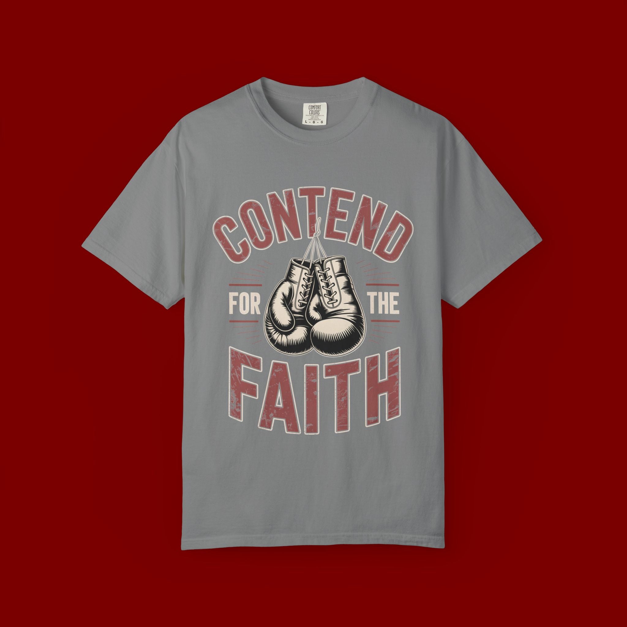 Contend for the Faith T-Shirt — Vintage Boxing Gloves Christian Tee