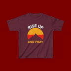 Kids Tee — "Rise Up and Pray" Mountain Sunrise Faith T‑Shirt