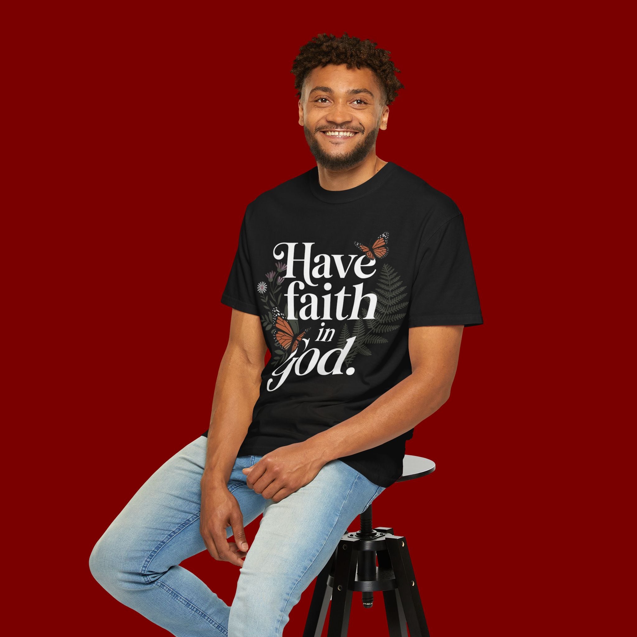 Have Faith in God T-Shirt — Christian Inspirational Tee with Butterflies