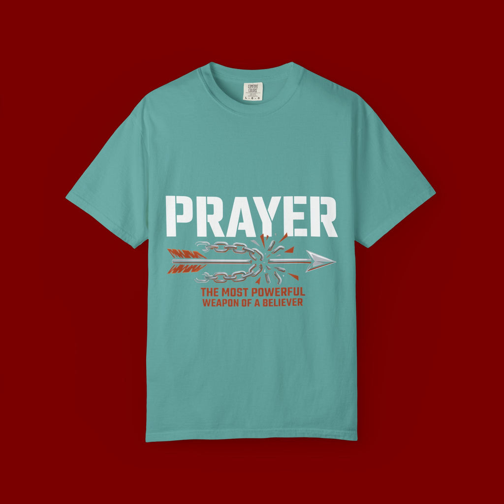 Prayer T-Shirt — Faith Arrow Graphic Tee ("Prayer: The Most Powerful Weapon")