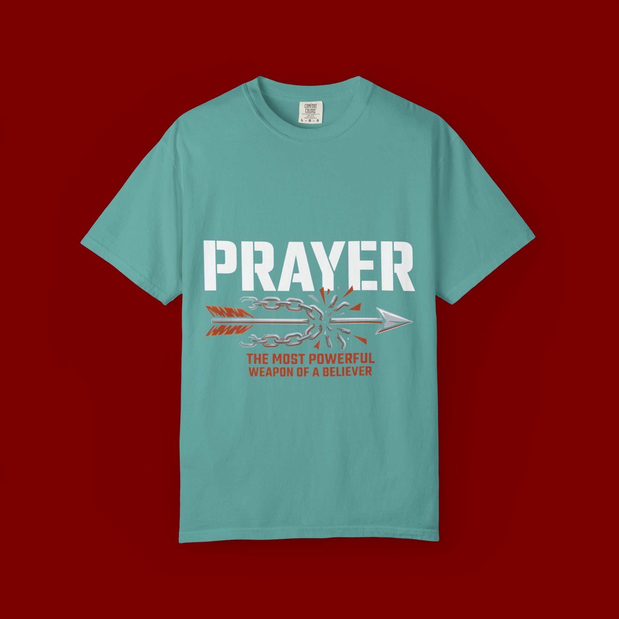 Prayer T-Shirt — Faith Arrow Graphic Tee ("Prayer: The Most Powerful Weapon")
