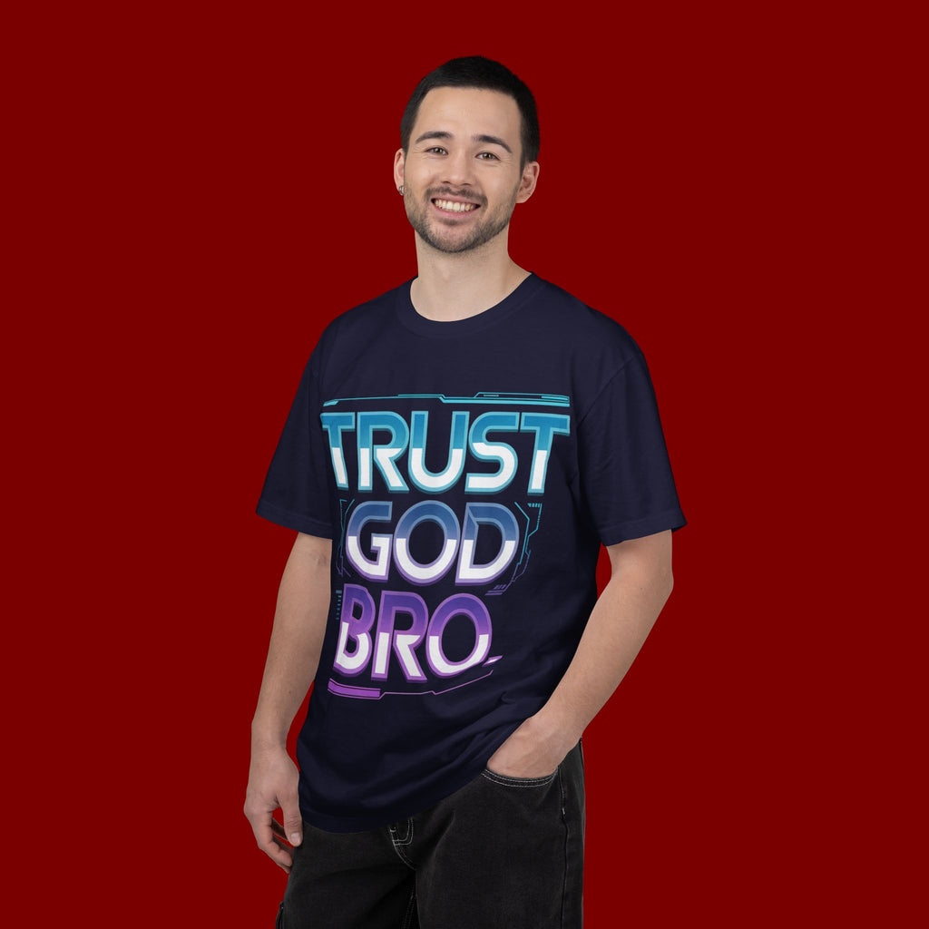 Trust God, Bro. T-Shirt — Retro Gradient Faith Tee