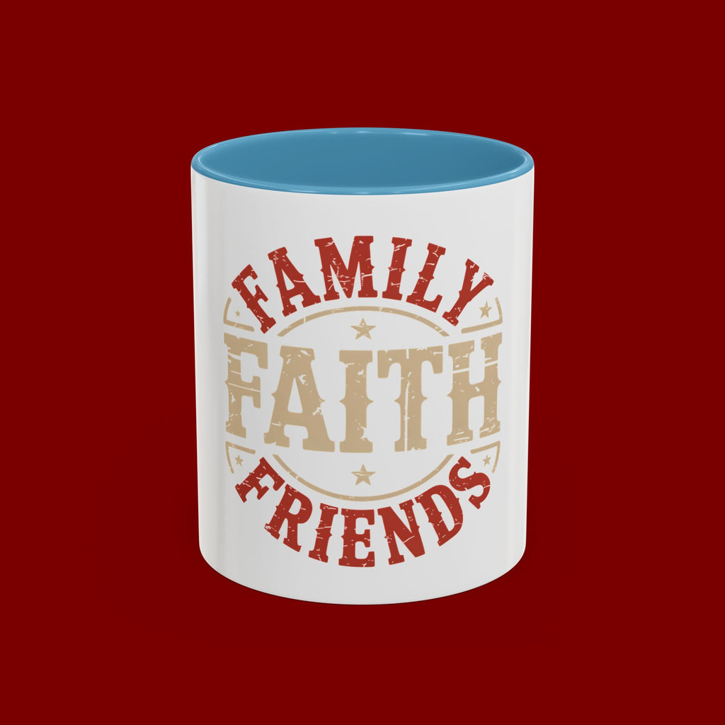 Faith Family Friends Accent Coffee Mug – Inspirational Religious Gift (11/15oz)