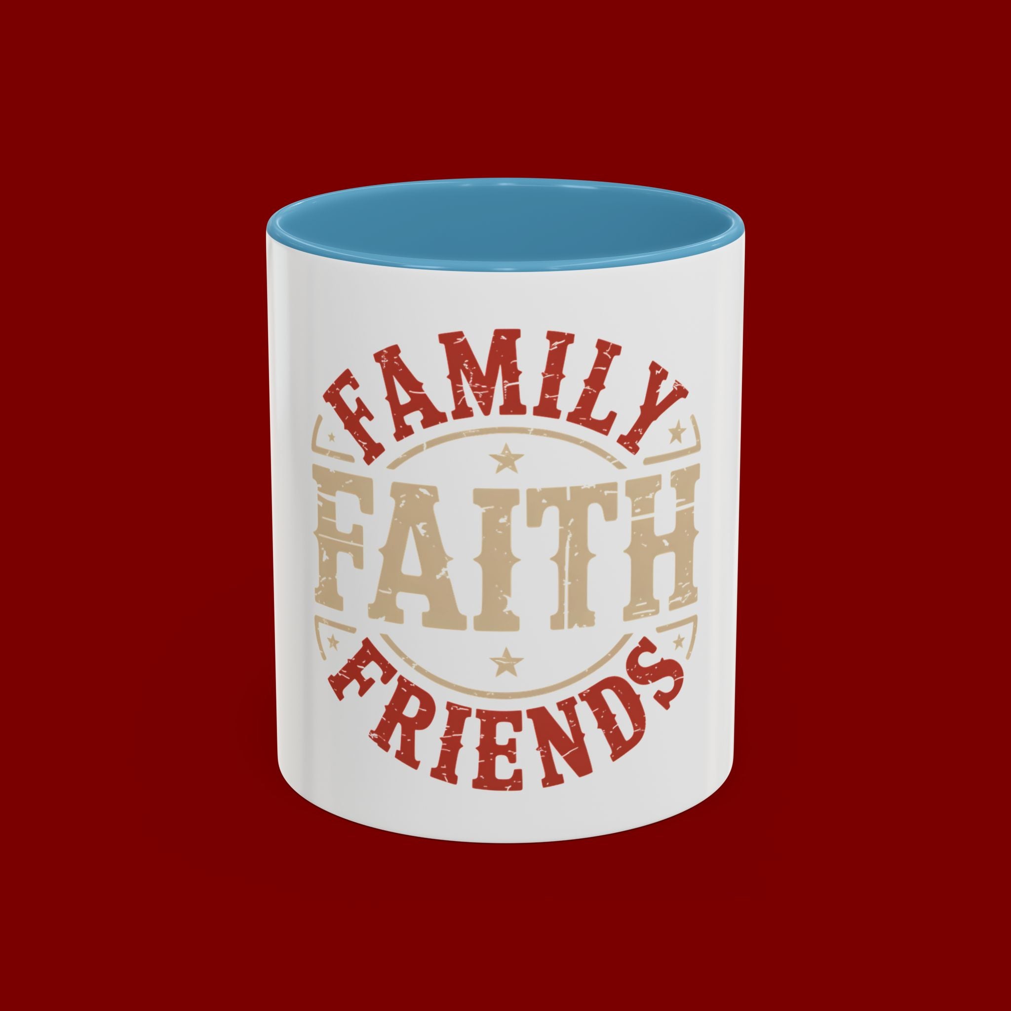 Faith Family Friends Accent Coffee Mug – Inspirational Religious Gift (11/15oz)