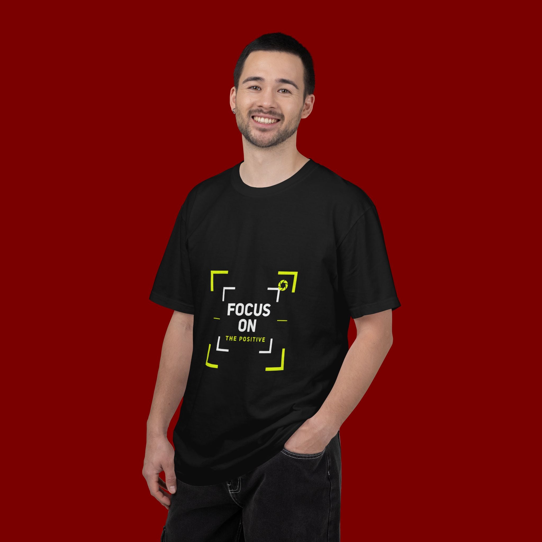 Minimalist 'Smile Frame' T-Shirt — Neon Accent Graphic Tee