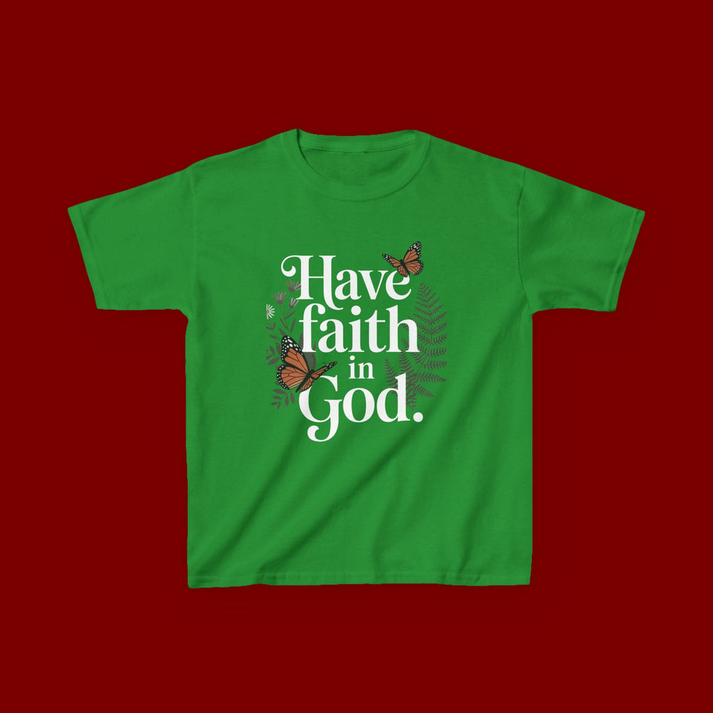 Kids Tee — "Have Faith in God" Floral Christian Youth T‑Shirt