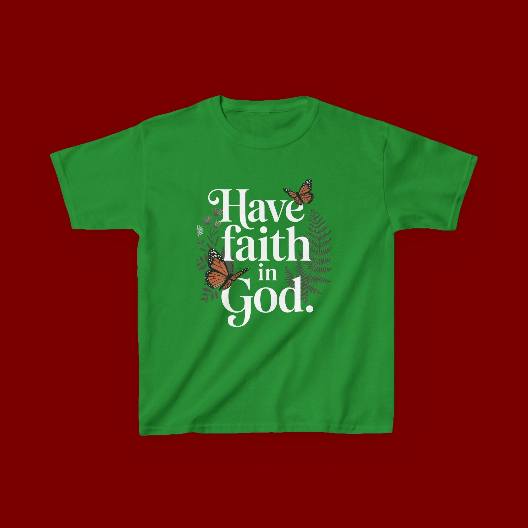 Kids Tee — "Have Faith in God" Floral Christian Youth T‑Shirt