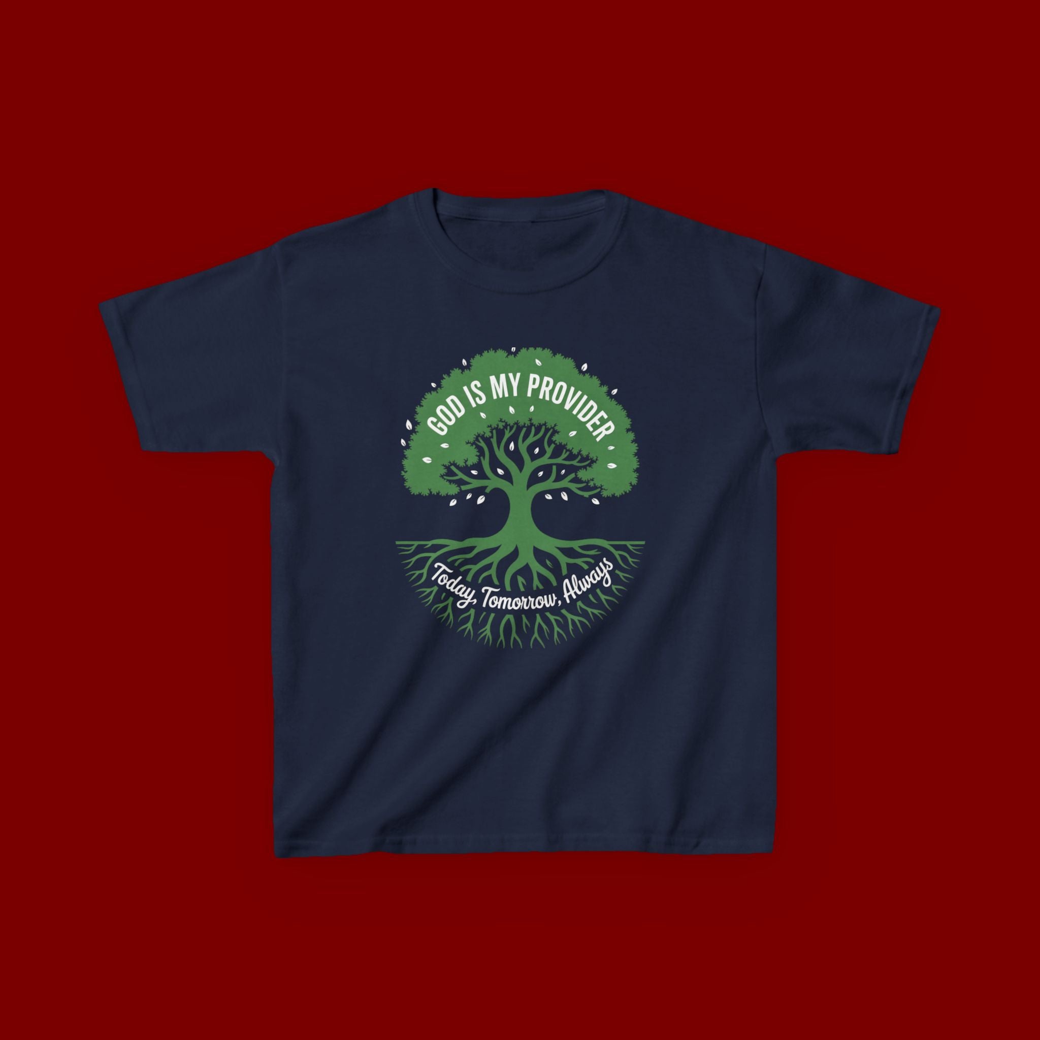 Kids Tee — "God Is My Provider" Tree of Faith Christian Shirt