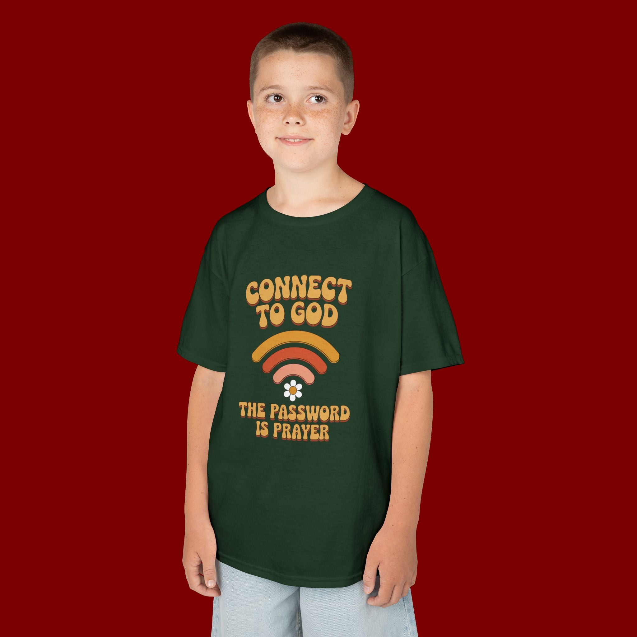 Kids Tee - "Connect to God" WiFi Prayer Graphic Shirt