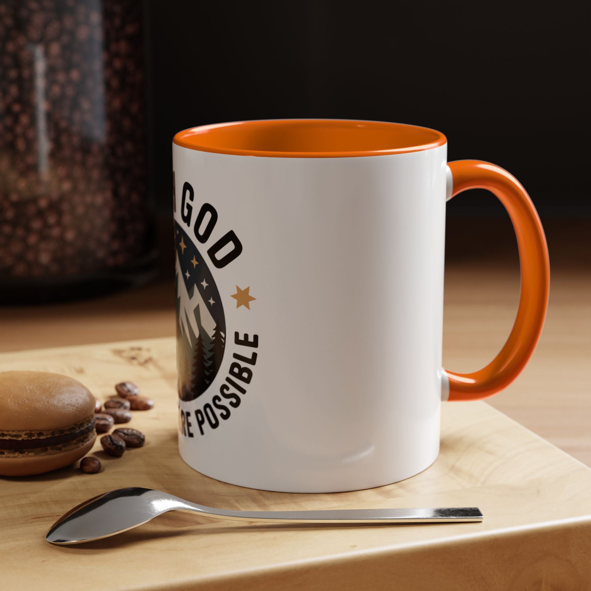 With God All Things Are Possible Accent Coffee Mug — Inspirational Faith Mountain Mug (11/15oz)