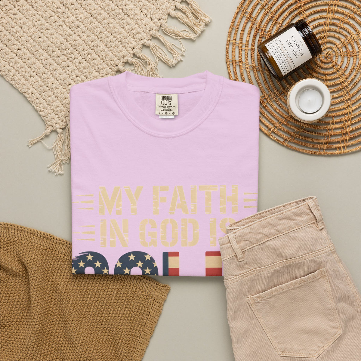 Faith in God Is Solid T-Shirt — American Flag Patriotic Christian Tee