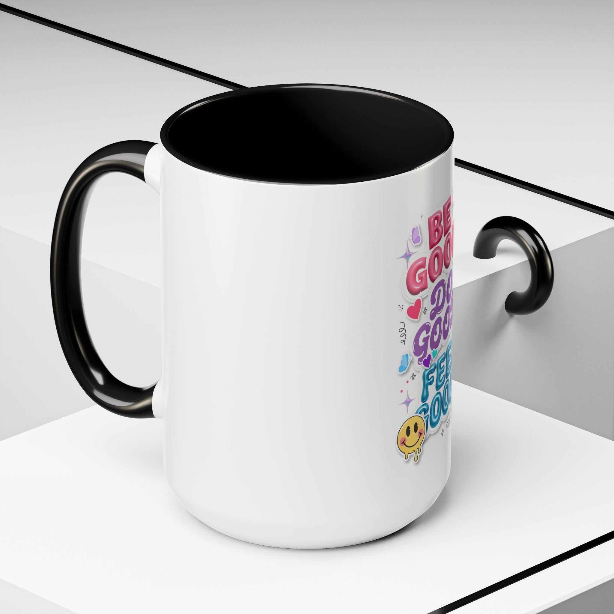 Be Good. Do Good. Feel Good. Accent Coffee Mug — Inspirational Positive Vibes Ceramic Mug (11/15 oz)