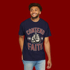 Contend for the Faith T-Shirt — Vintage Boxing Gloves Christian Tee