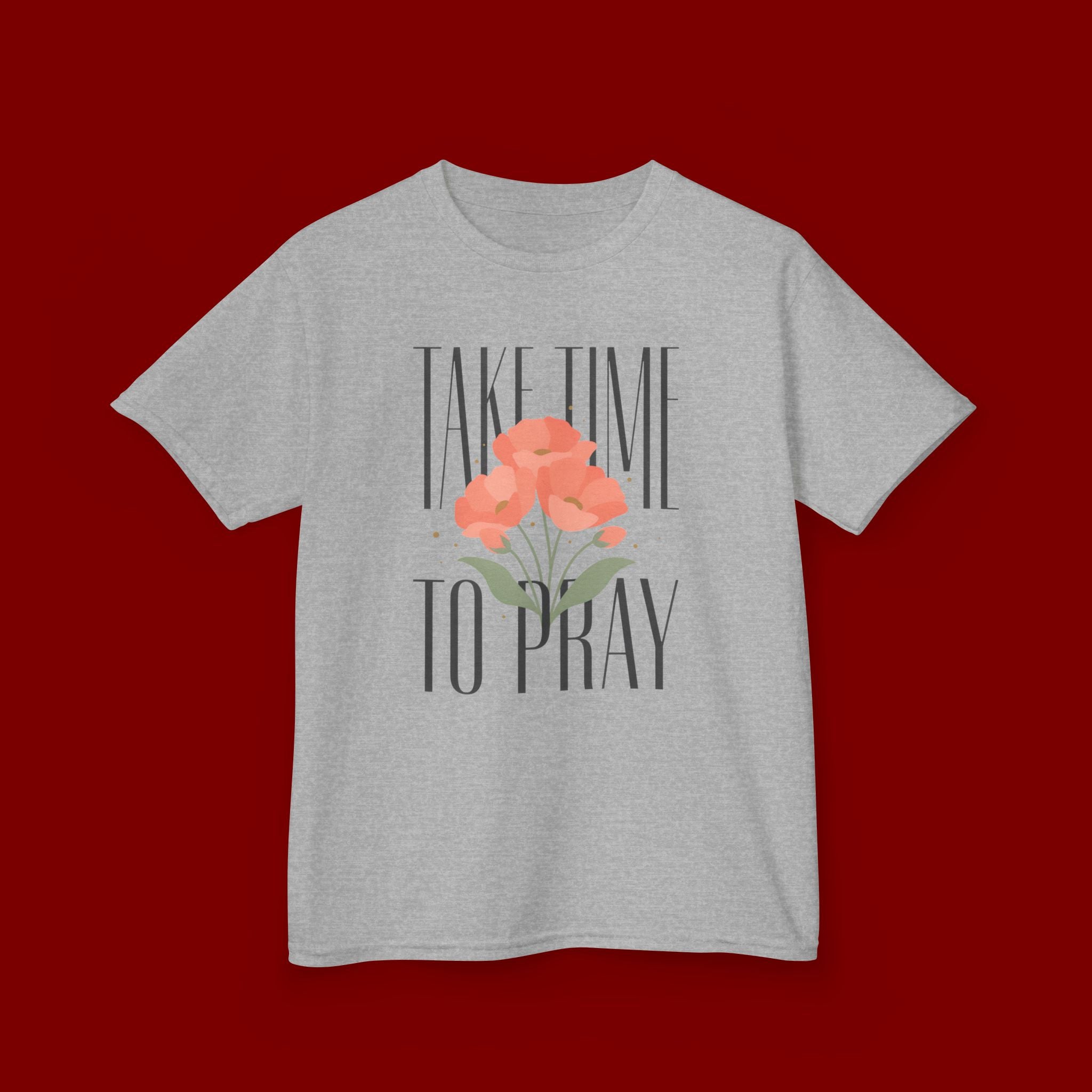 Kids Tee — "Take Time to Pray" Floral Christian Shirt