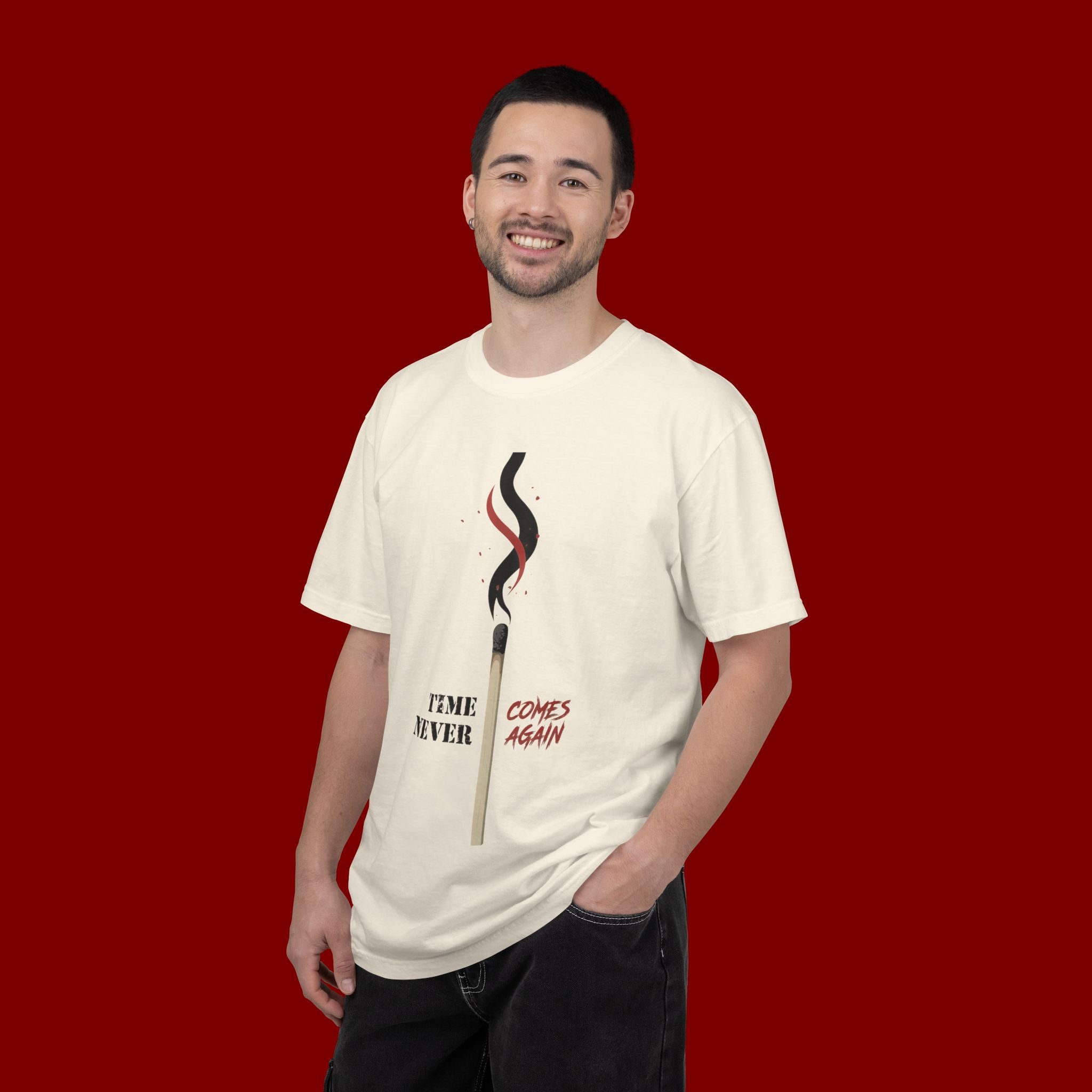 Matchstick Graphic T-Shirt — “Time Never Comes Again” Vintage-Inspired Tee