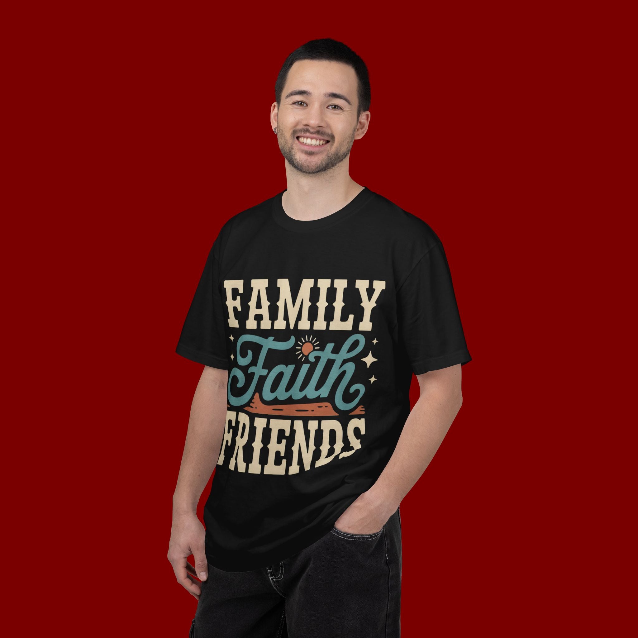 Family Faith Friends T-Shirt — Retro Christian Inspirational Tee